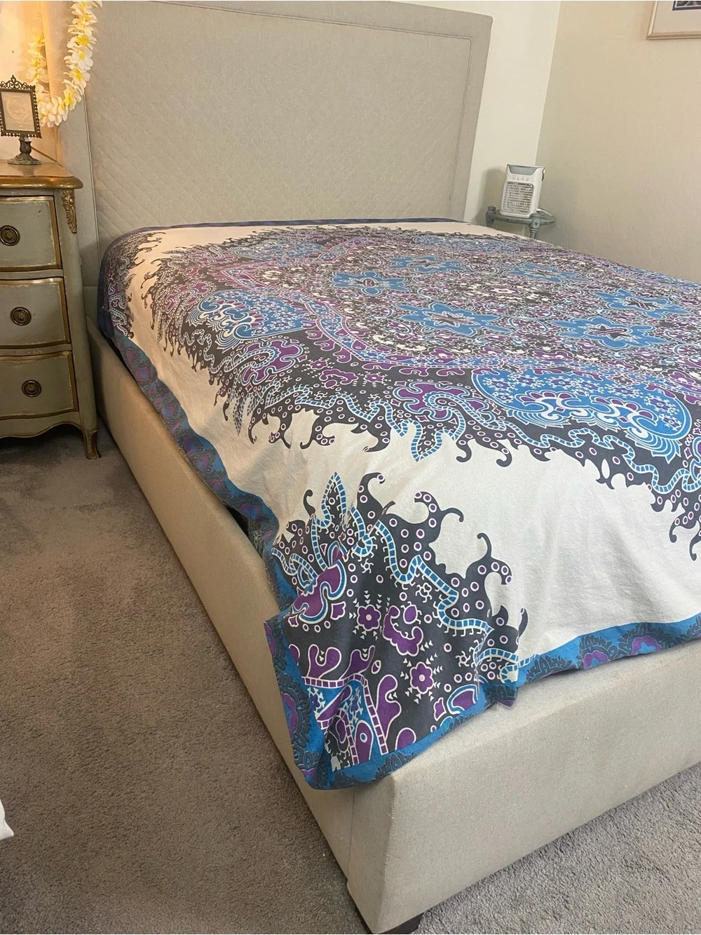 Bohemian Medallion Quilt Cover - Multicolor (Blue, Purple)